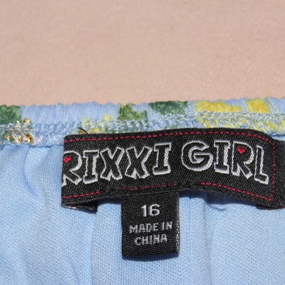 Trixxi Girl Blue Floral Print Chiffon Flutter Sleeve Girls Spring Dress - Picture 5 of 7